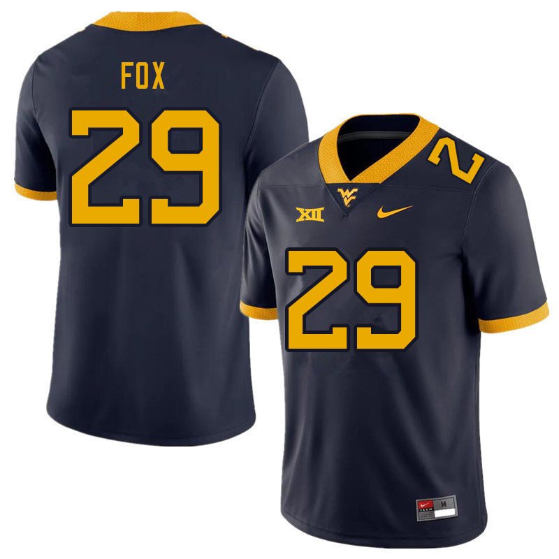 Men #29 Preston Fox West Virginia Mountaineers College Football Jerseys Sale-Navy